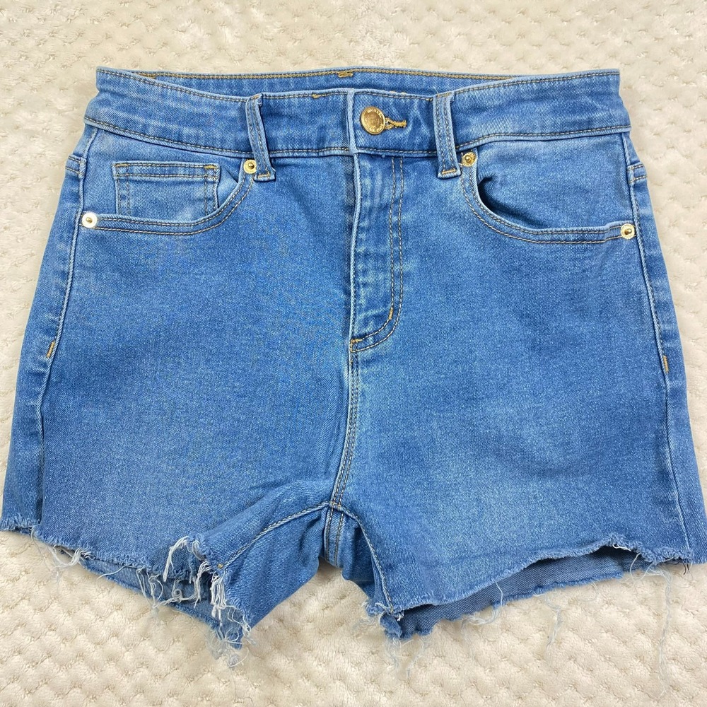 Michael Kors Women Medium Wash Raw Hem Denim Jean Shorts Size 4 Blue